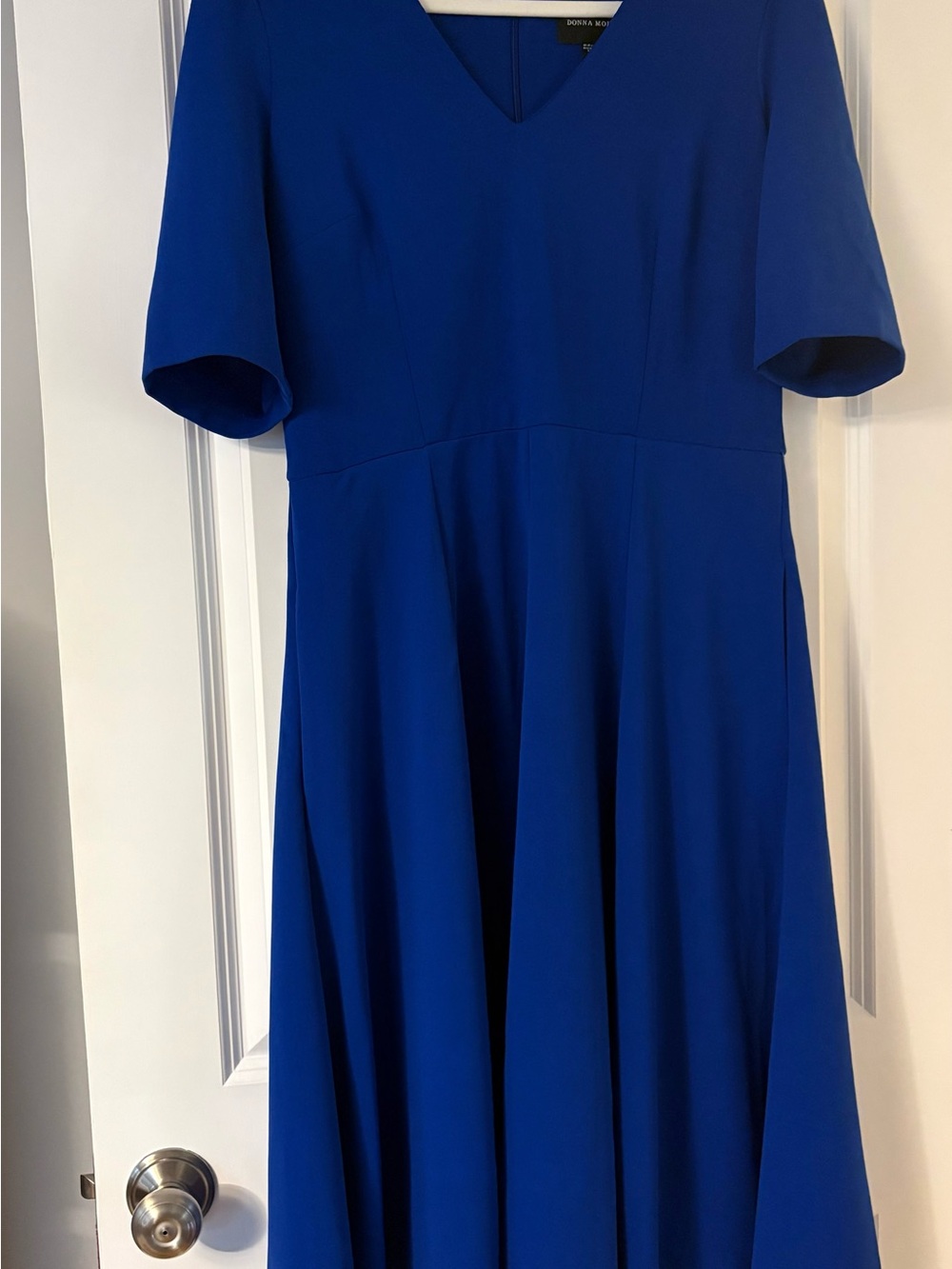 Donna Morgan Cobalt V-Neck Midi Fit-and-Flare Dress